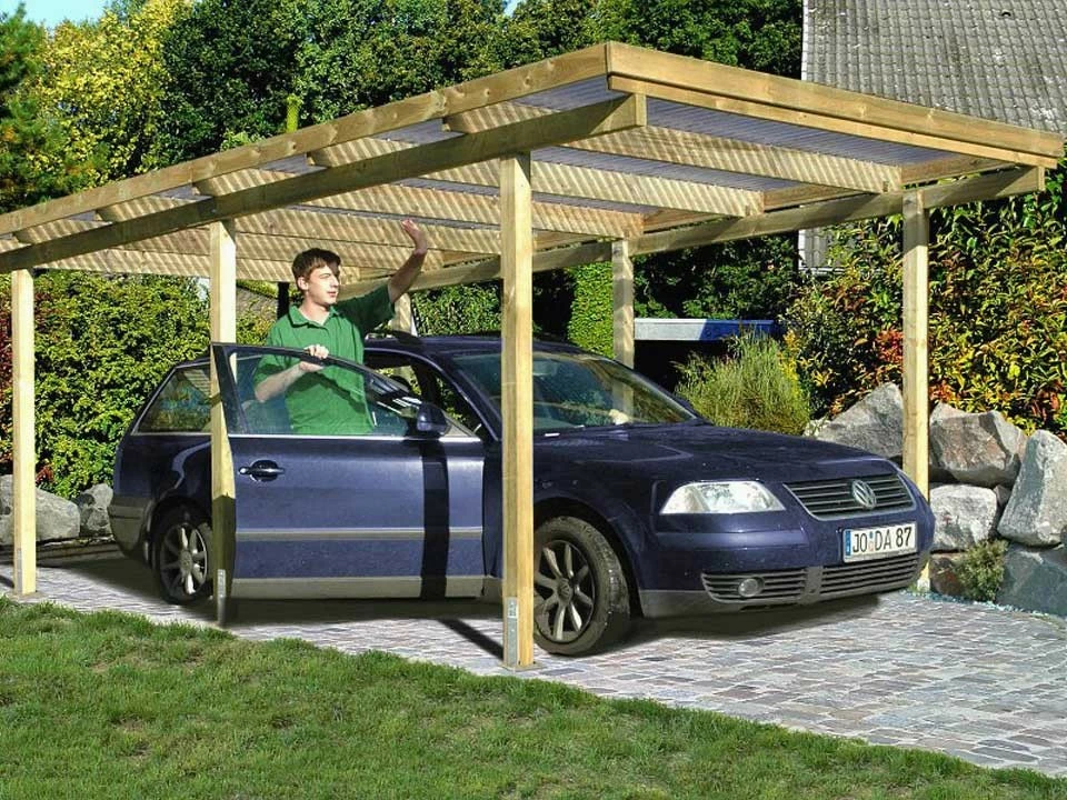 <p>Einzel-Carport Basel </p><p>Länge: 510 cm, Breite: 304cm</p><p>in Kiefer KDI </p>