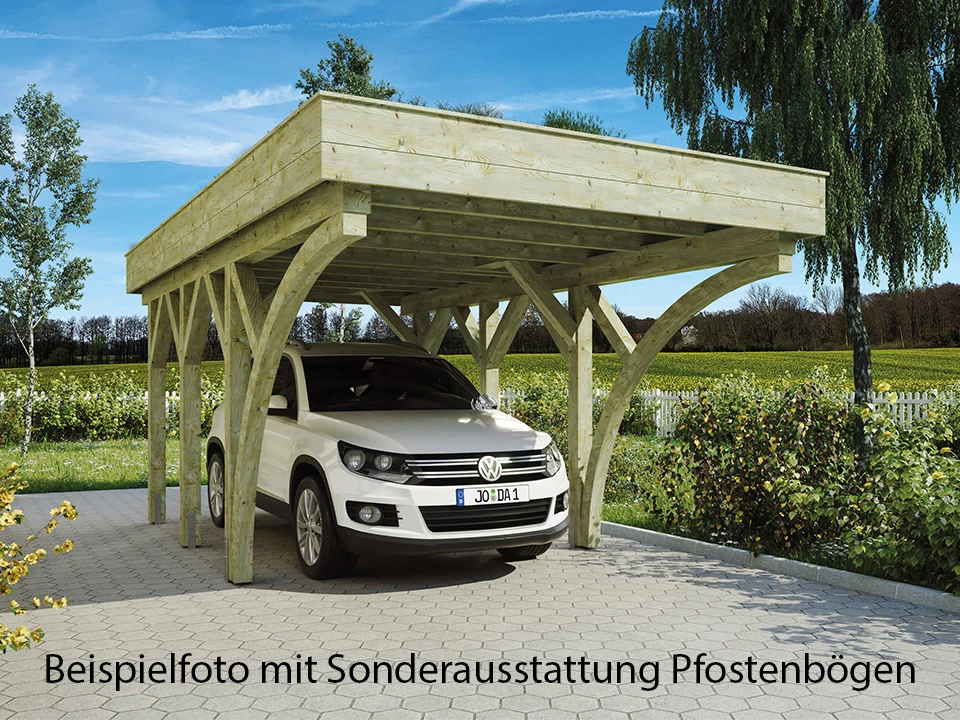 <p>Einzel-Carport aus der Serie “Bergen”</p><p>Länge: 556 cm, Breite: 293/305 cm</p><p>in verschiedenen Holzarten erhältlich</p>